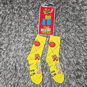 McDonalds 2025 NEW Grinch Meal Adult YELLOW Socks (open bag)